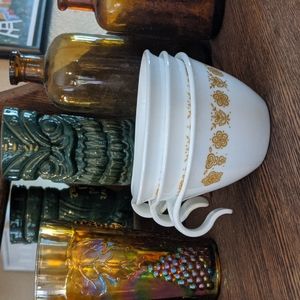 Three Corelle 6 oz Golden Butterfly Open Hook coffee cups